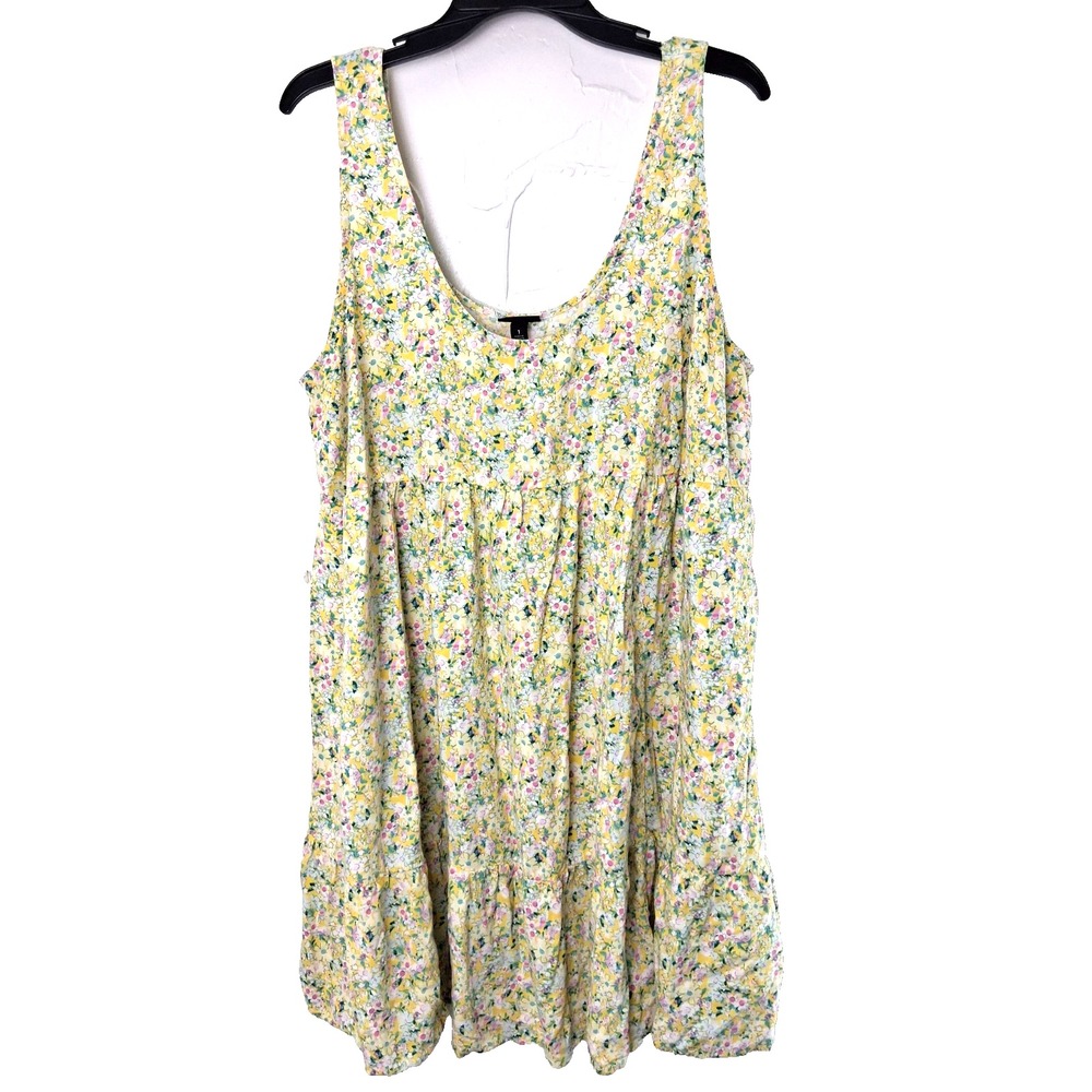 Torrid Tank Mini Dress Size 1X‎ Yellow Dancing Daisies Floral Cottage Prarie Fem